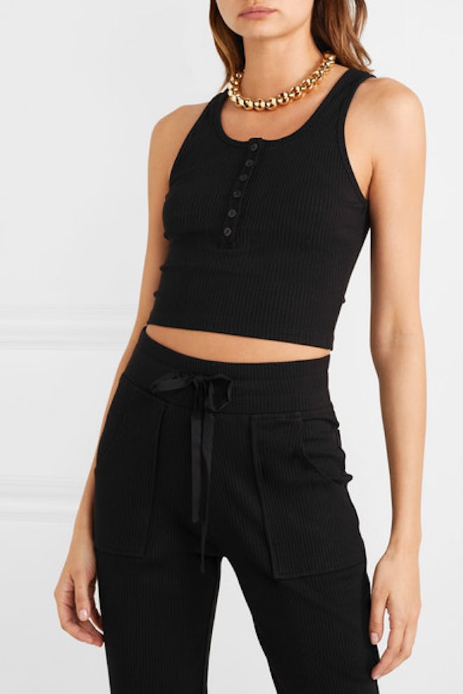 Alloy Cropped Ribbed Stretch-Knit Tank