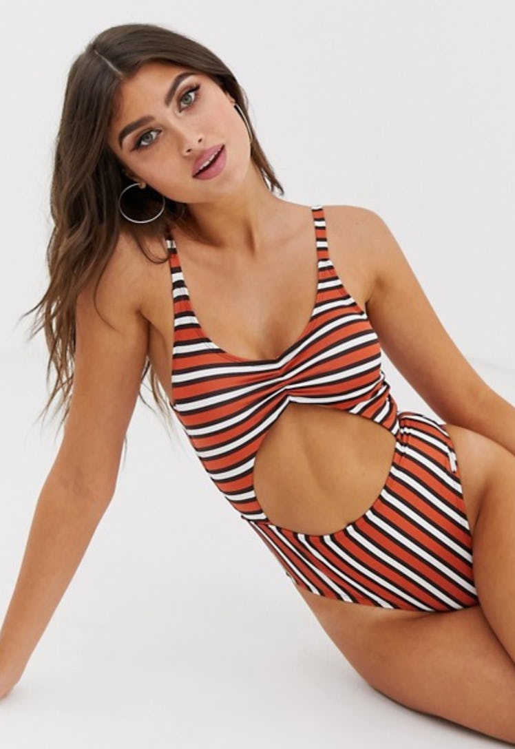 Free Society cut out swimsuit in stripe