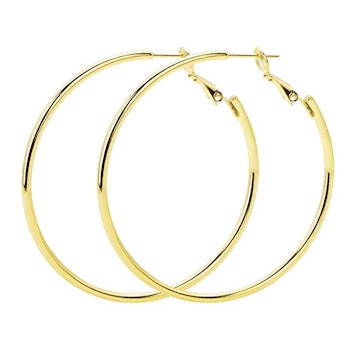 Rugewelry Gold Plated 925 Sterling Silver Hoop Earrings