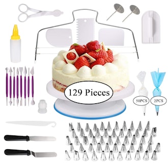 Yehua Rotating Turntable And 129-Piece Cake Decorating Set