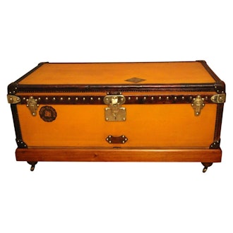 1900s Orange Canvas Louis Vuitton Steamer Trunk
