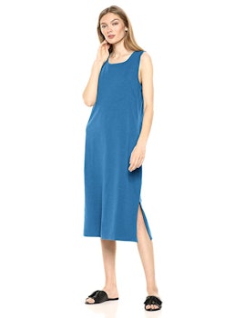 Daily Ritual Women's Lived-in Cotton Muscle-Sleeve Midi Dress