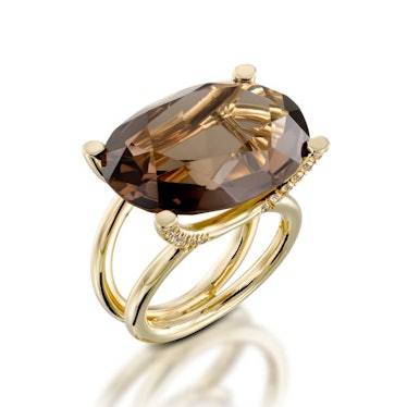 Smoky Topaz And Diamond Cocktail Ring 