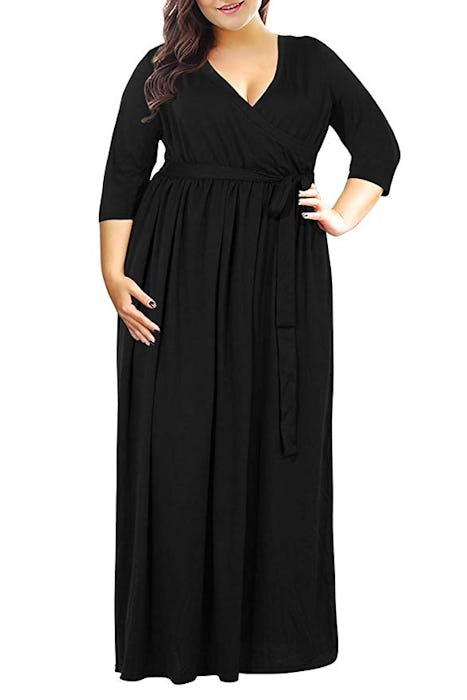 Nemidor Women's 3/4 Sleeve Floral Print Plus Size Casual Party Maxi Dress