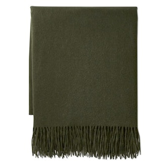 Solid Cashmere Throw, Moss 