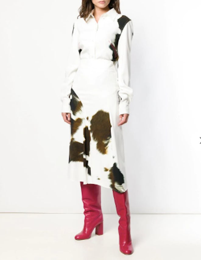 Cow-Print Cady Skirt
