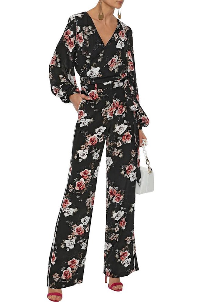 Floral-Print Silk Wide-Leg Pants