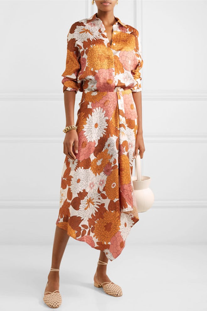 Noemie Floral-Print Silk-Jacquard Shirt