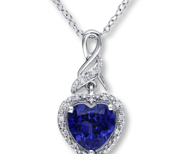 Kay Lab-Created Sapphire Necklace With Diamonds Sterling Silver