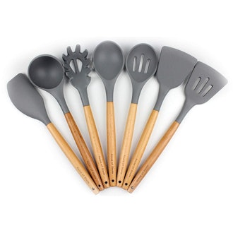 Silicone And Beechwood Kitchen Utensils (Set of 7)