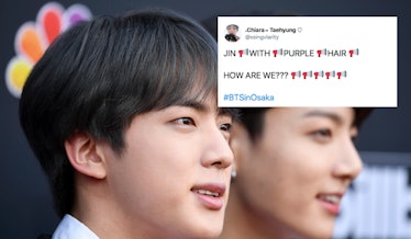 BTS' Jin's New Purple Hair In Osaka, Japan Has ARMYs Totally Swooning