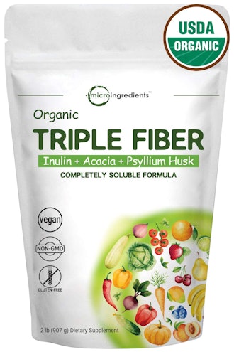 Microingredients Organic Triple Prebiotic Dietary Fiber Supplement Powder for Digestive Health (32 o...