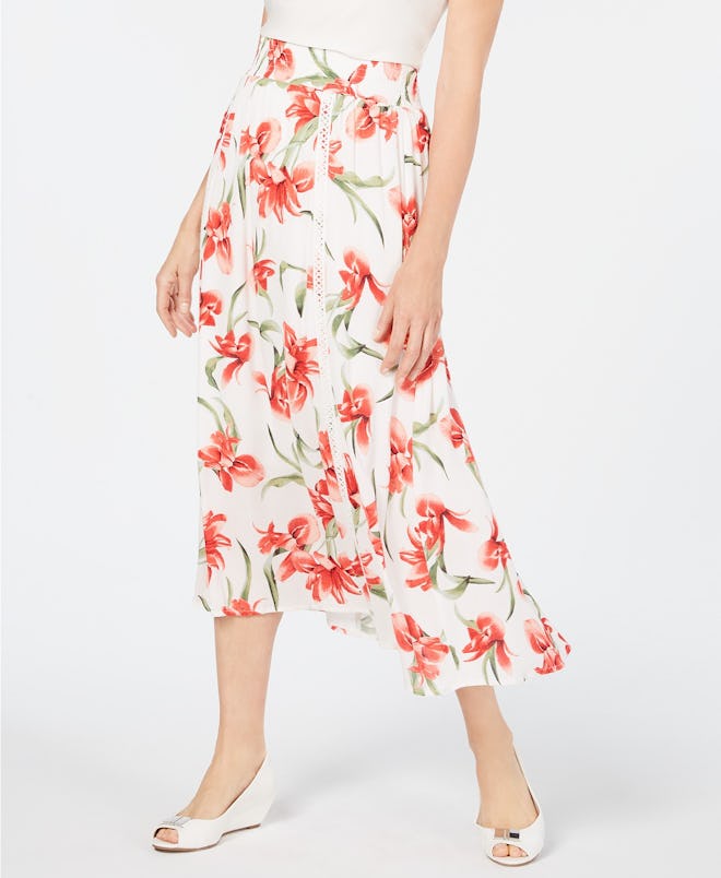 Floral-Print Gauze Skirt