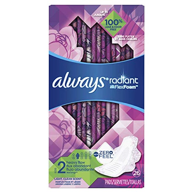 Always Radiant Feminine Pads For Heavy Flow (3 Packs of 26)