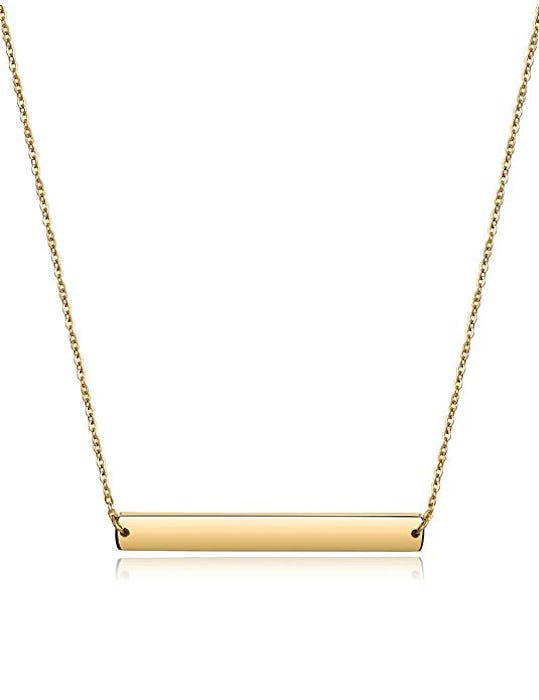 Wistic Gold Plated Necklace with Engravable Bar Pendant