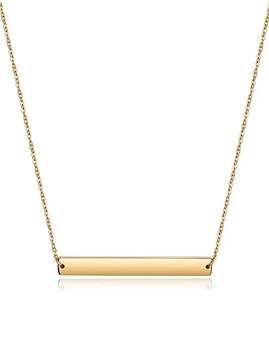 Wistic Gold Plated Necklace with Engravable Bar Pendant