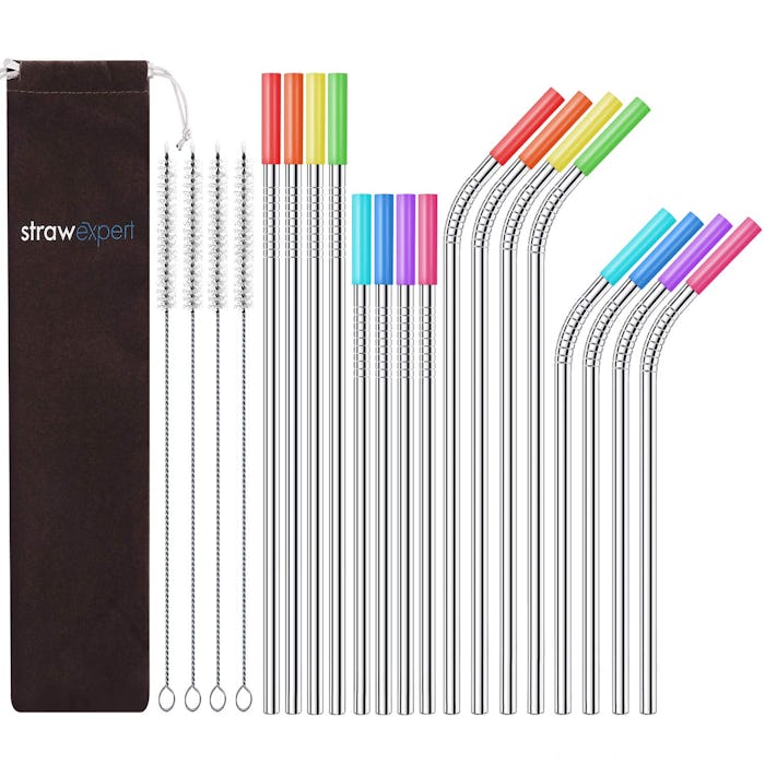 StrawExpert Stainless Steel Drinking Straws (Set of 16)