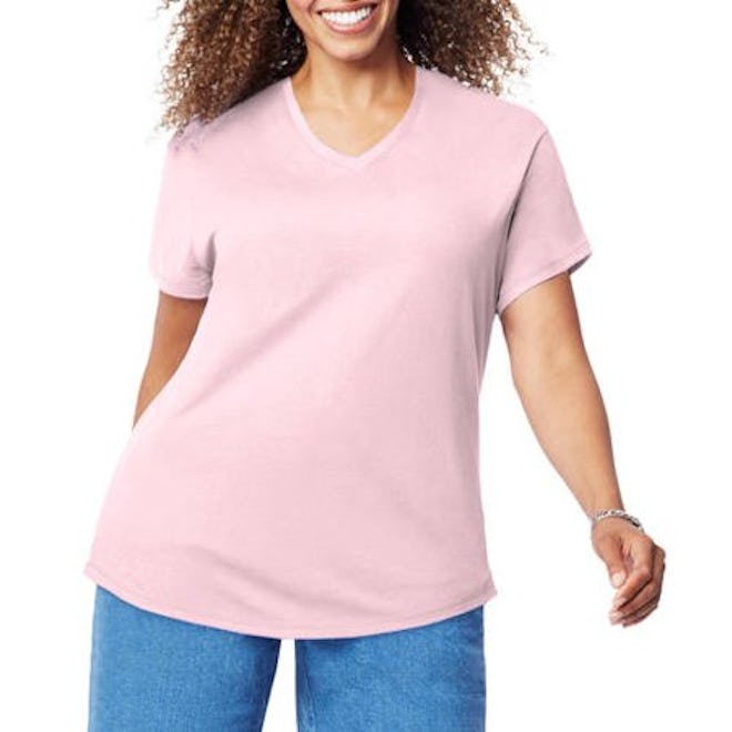 Just My Size Women's Plus Size Short Sleeve V-Neck T-shirt