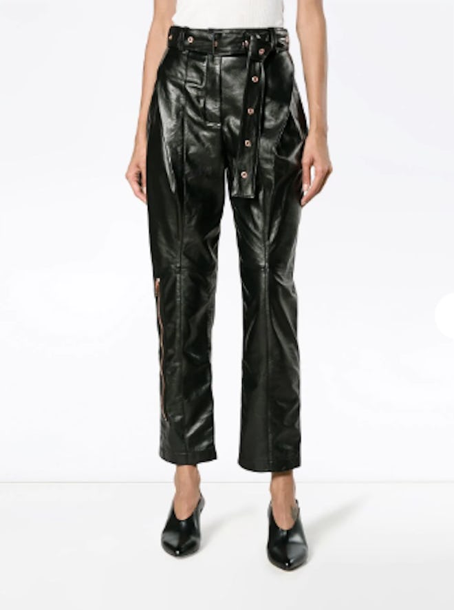 Leather Belted Straight Pant