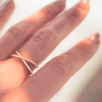 PAVOI 14K Gold Plated Criss Cross Ring 