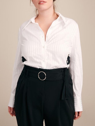 White Cotton Shirt With Lacing Detail
