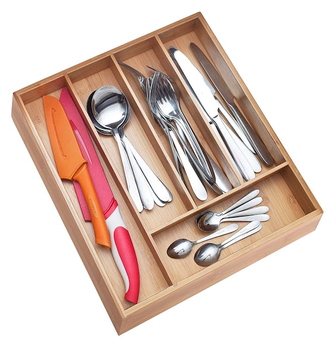 Pristine Bamboo Silverware Organizer