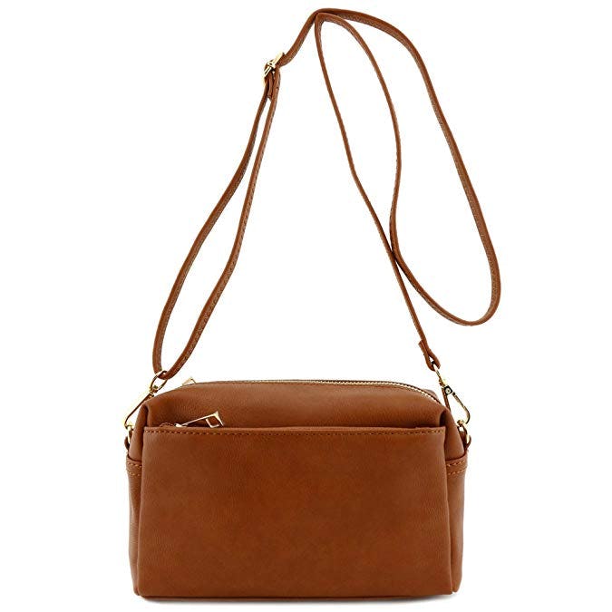 Triple Zip Small Crossbody Bag