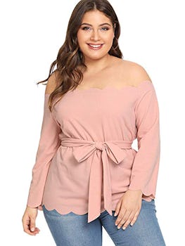 Romwe Plus Size Scalloped Blouse
