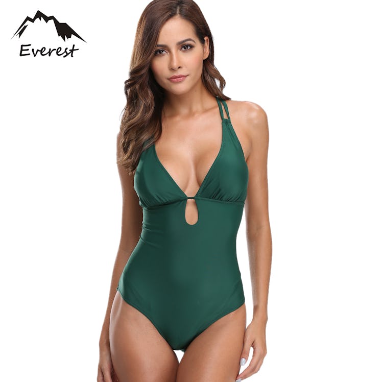 GLiving Deep V Retro One Piece Swimsuit 