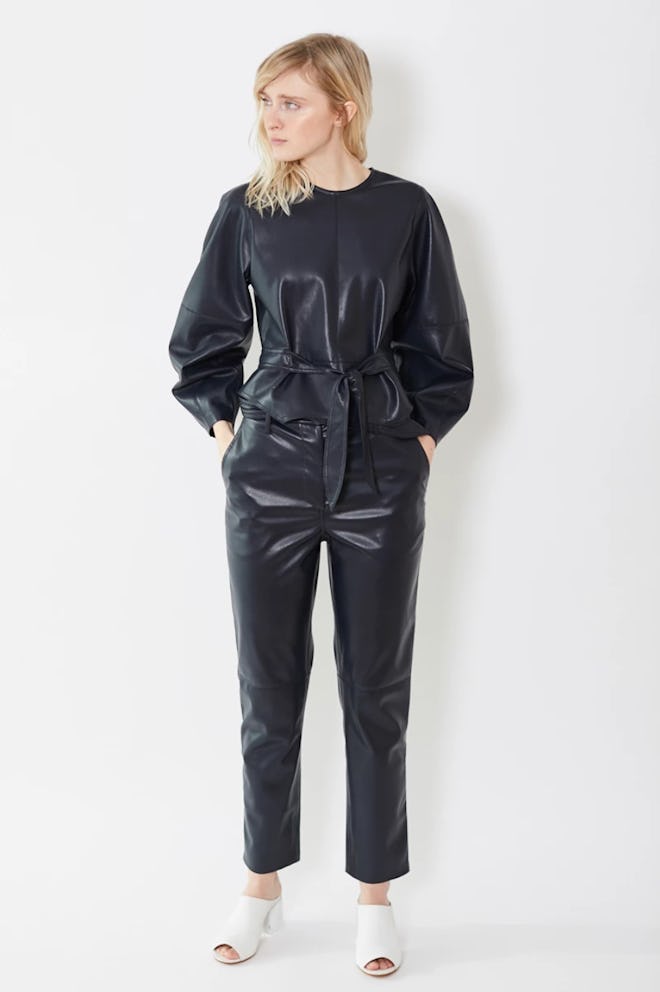 Ethan Vegan Leather Pants in Navy