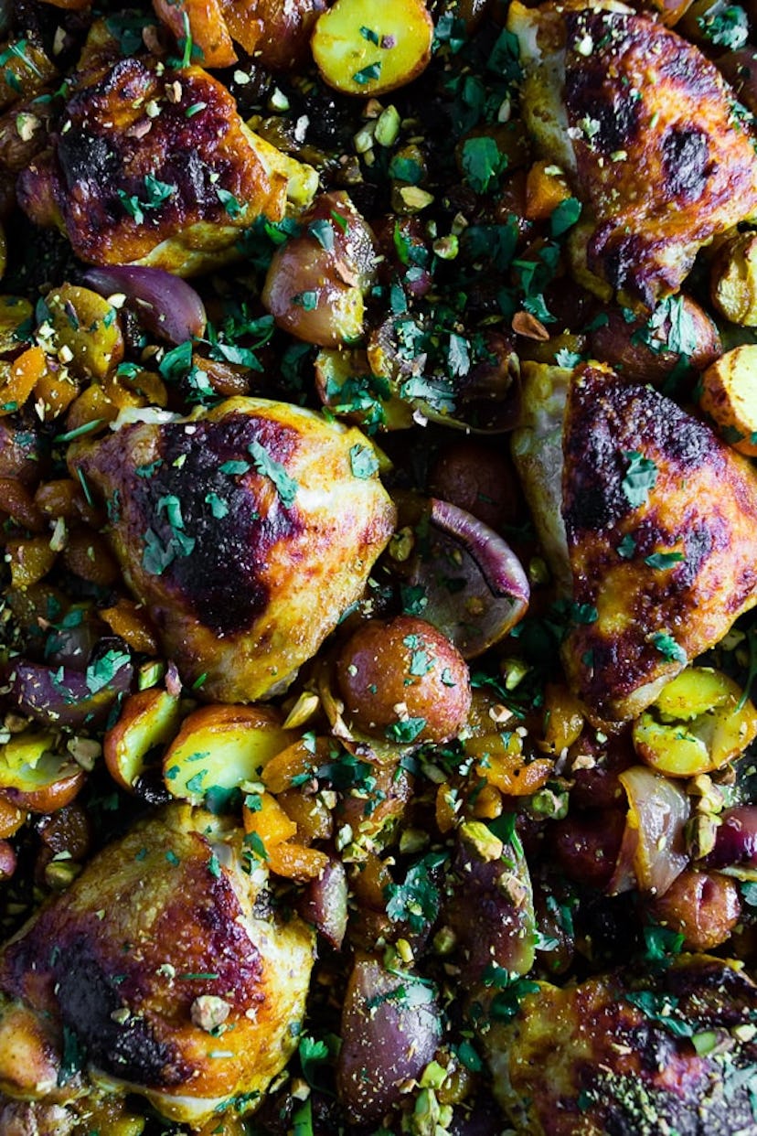 Sheet pan Moroccan chicken