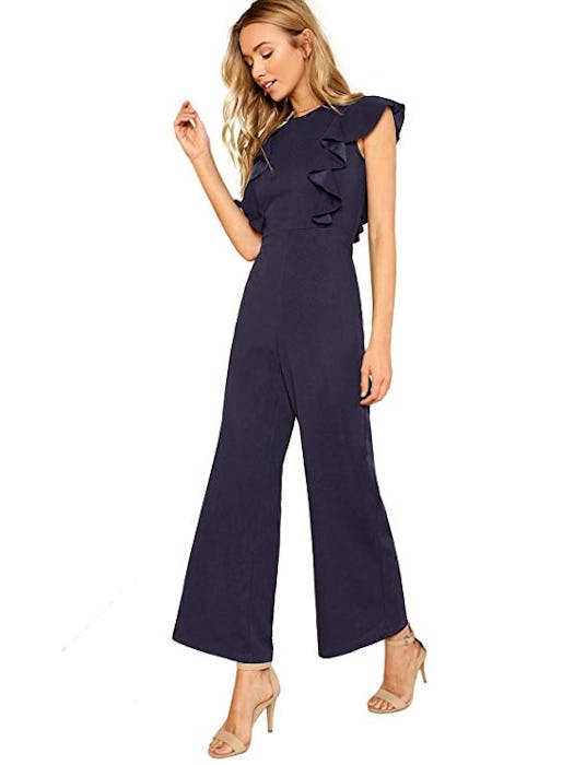 Romwe Ruffle Trim Jumpsuit