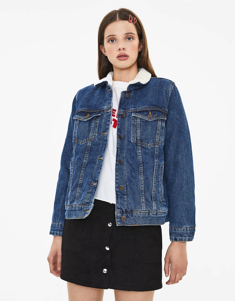 Denim Jacket With Faux Shearling