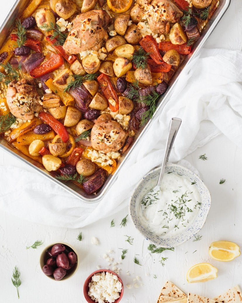 Sheet pan Greek chicken