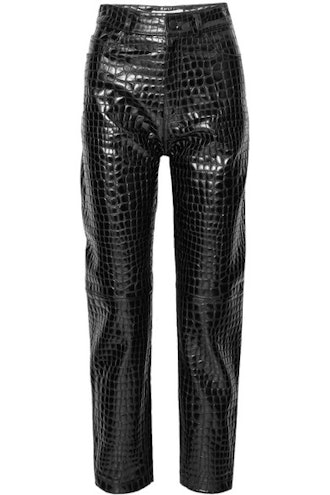 Croc-effect Leather Tapered Pants