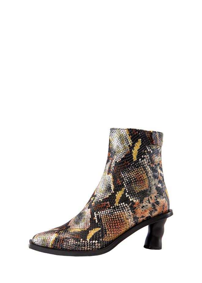 Wave Heel Python Ankle Boot