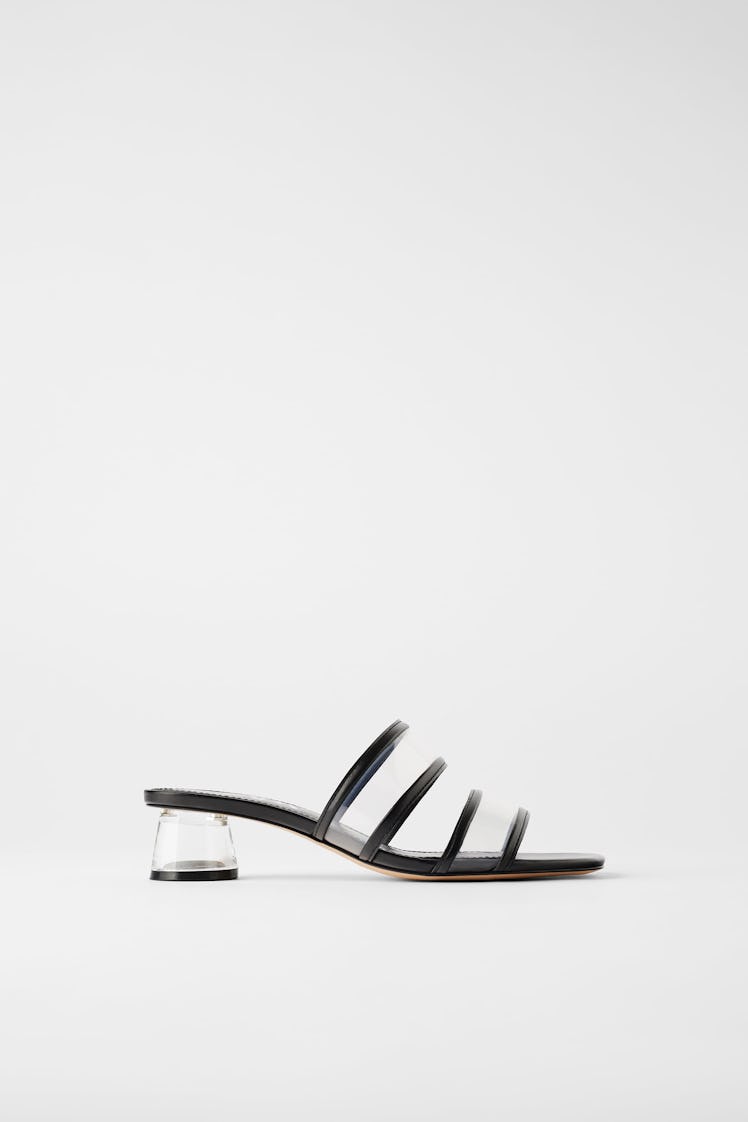 Methacrylate Heeled Sandals with Vinyl Straps