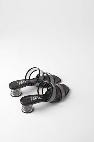 Methacrylate Heeled Sandals with Vinyl Straps