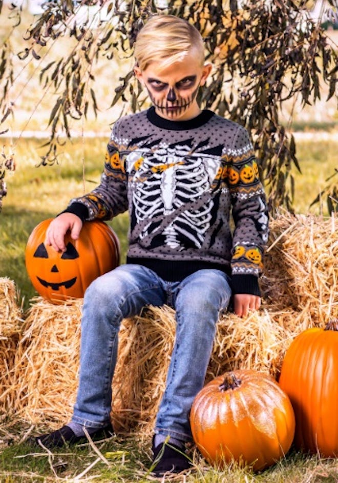 Ripped Open Skeleton Halloween Sweater