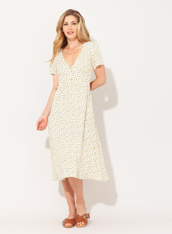 cream floral midi dress