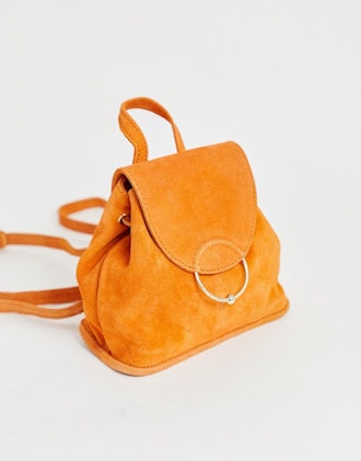  Suede Mini Backpack With Ring And Ball Detail