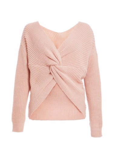 Pink Light Knit Crop Knot Sweater 