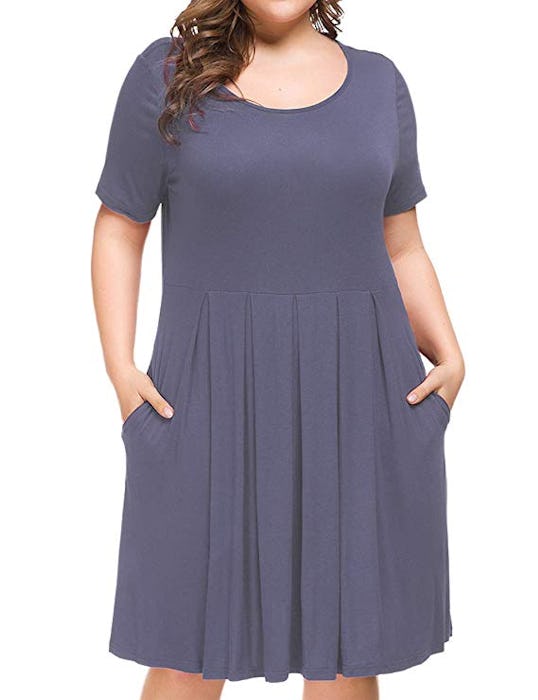 Tralilbee Women's Plus Size Short Sleeve Dress