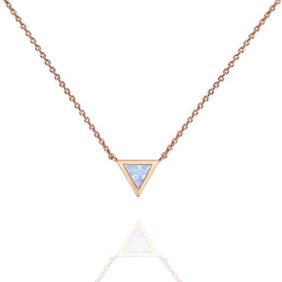 PAVOI 14K Gold Plated Round Created Opal Necklace 