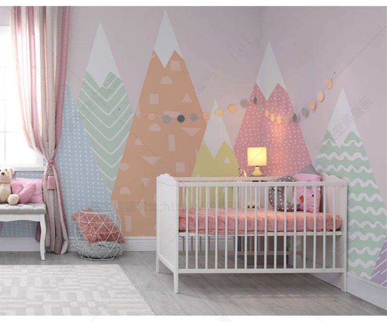geometric nursery wall
