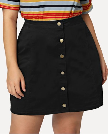SHEIN Plus Button Up Denim Skirt