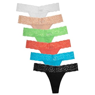 Jo & Bette Cotton Lace Thong Underwear (6 Pack)