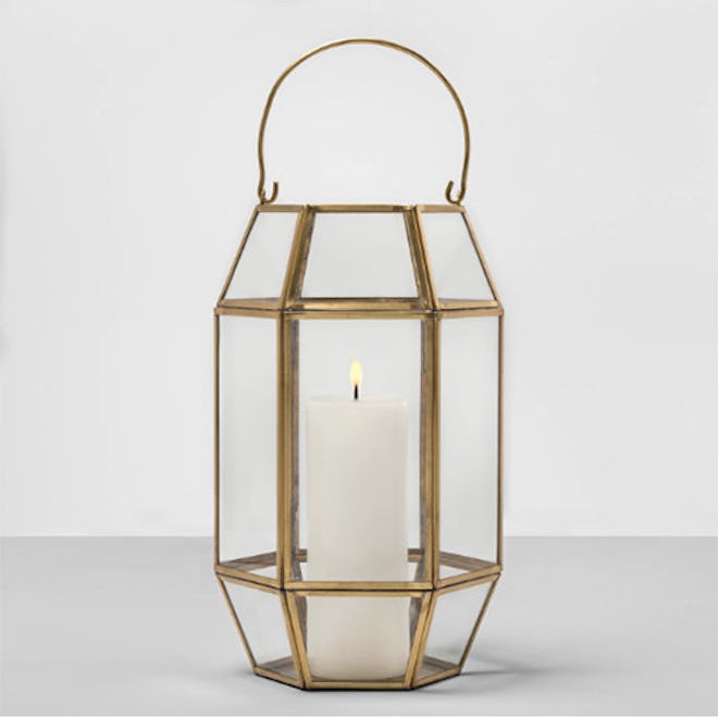 Hexagon Outdoor Lantern Gold Frame