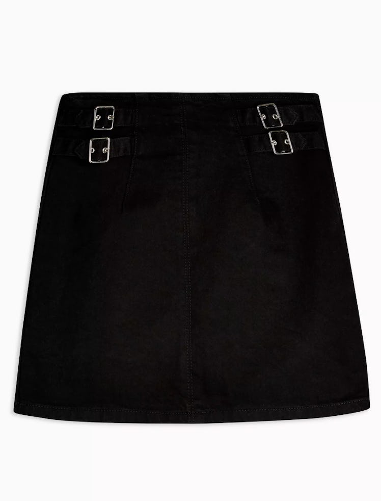 Mini Buckle Denim Mini Skirt