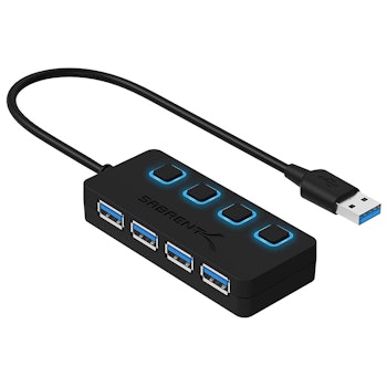 Sabrent 4-Port USB 3.0 Hub With LED Lighted Switches